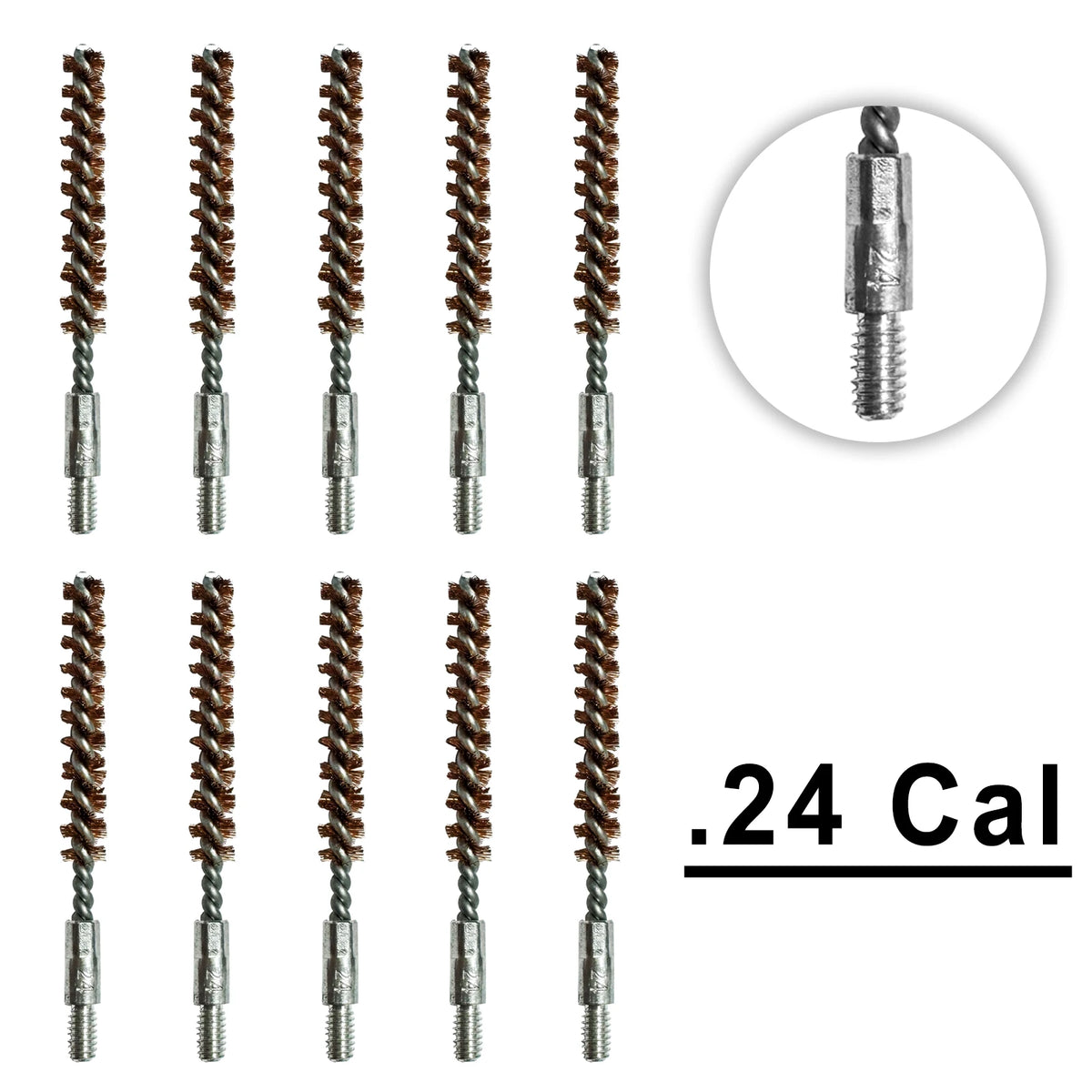 10 Pack Bronze Bore Brush 12GA .17Cal .22Cal 9mm Cleaning Brush for Pistol Rifle Cleaning Kit Thread 5-40 8-32 5/16-27