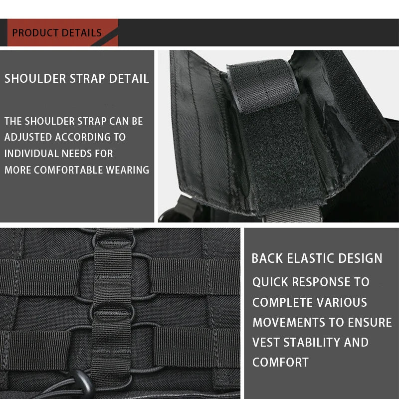 YKEDA 1000D Nylon Plate Carrier Tactical Vest Outdoor Hunting Protective Adjustable Molle Vest for Airsoft Combat Accessories