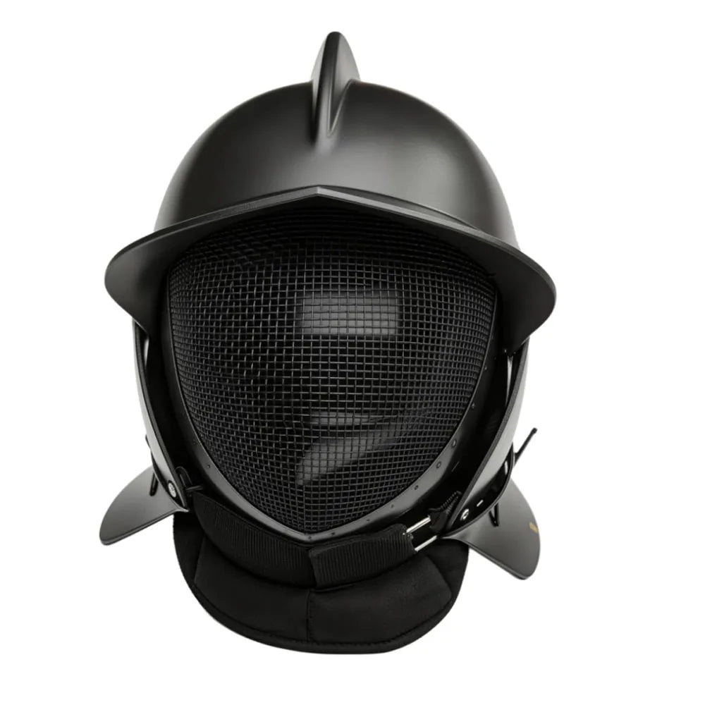 Tactical Fencing Helmet with Steel Wire Mesh Visor Adjustable Neck Protection for Medieval Combat Training SCA Reenactment