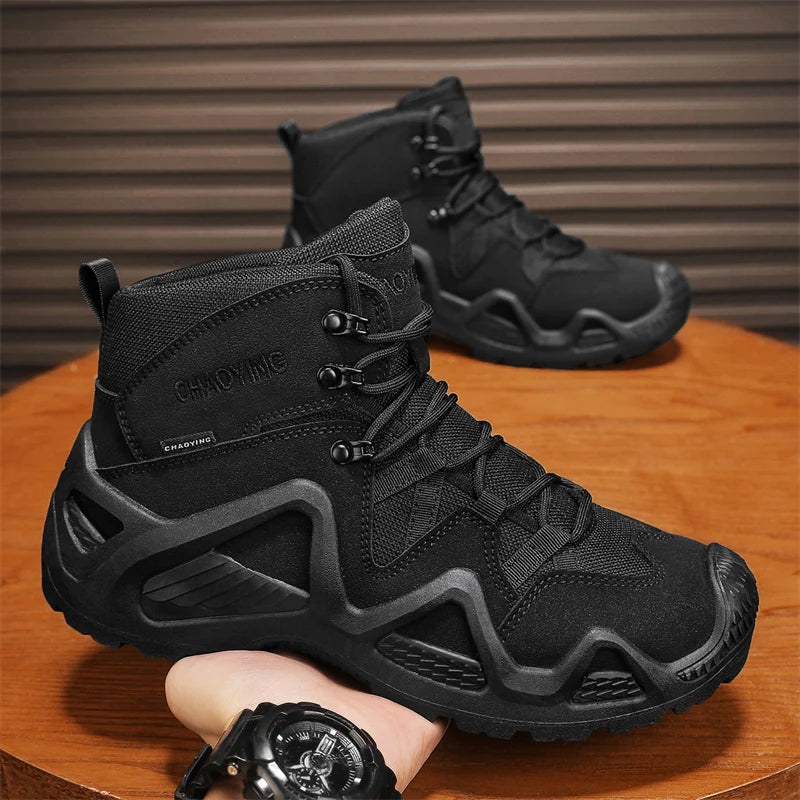 Mens Hiking Boots Outdoor Mountain Desert Walking Non Slip Stability Grip Autumn Winter Outdoor Sports High Top Boots for Man