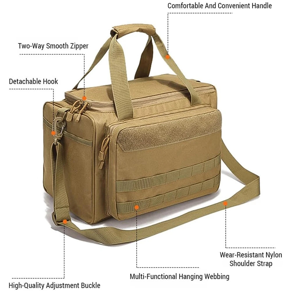 Gun Range Storage Bag Tactical Camping Molle Pouch Outdoor Sport Hunting Accessory Nylon Gun Case Bag Pistol Tool Shoulder Pack