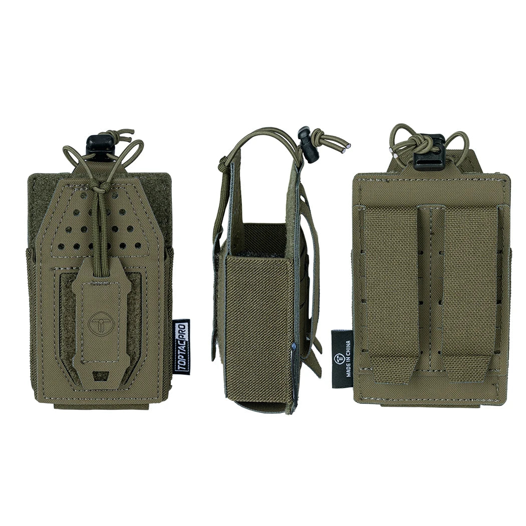 TOPTACPRO Tactical Radio Holster Molle Pouch Universal Radio Holder For Walkie Talkie Adjustable Storage Magazine Pouch 8524