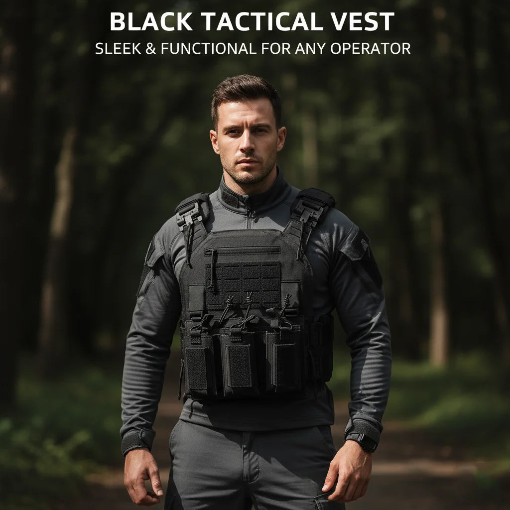 Tactical vest, quick disassembly twin-pack, lightweight laser-cut outdoor hunting-style black outdoor equipment vest, of high qu