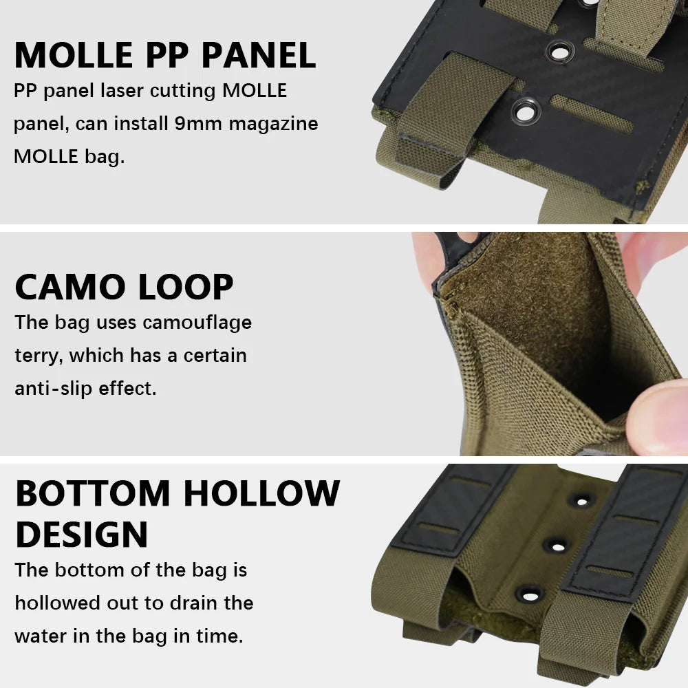 OPHIDIAN 9mm Double Magazine Pouch Carbon Fiber MOLLE Magazine Pouch Hunting Airsoft Gear