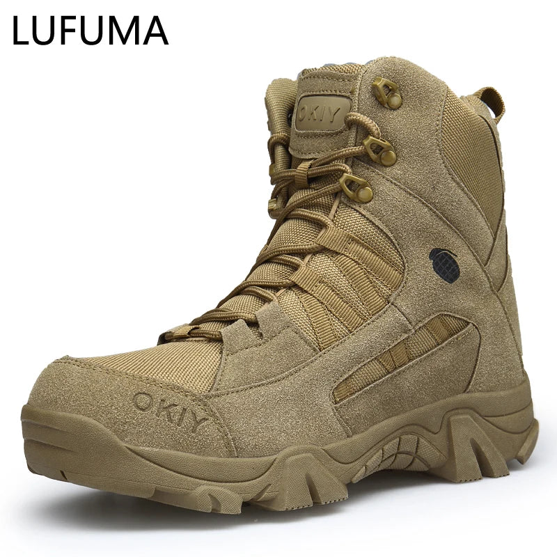 Men's Platform Boots Ankle Boots for Mens Desert Waterproof Working Safety Shoes Outdoor Hiking Shoes Men Climbing Boots 2024