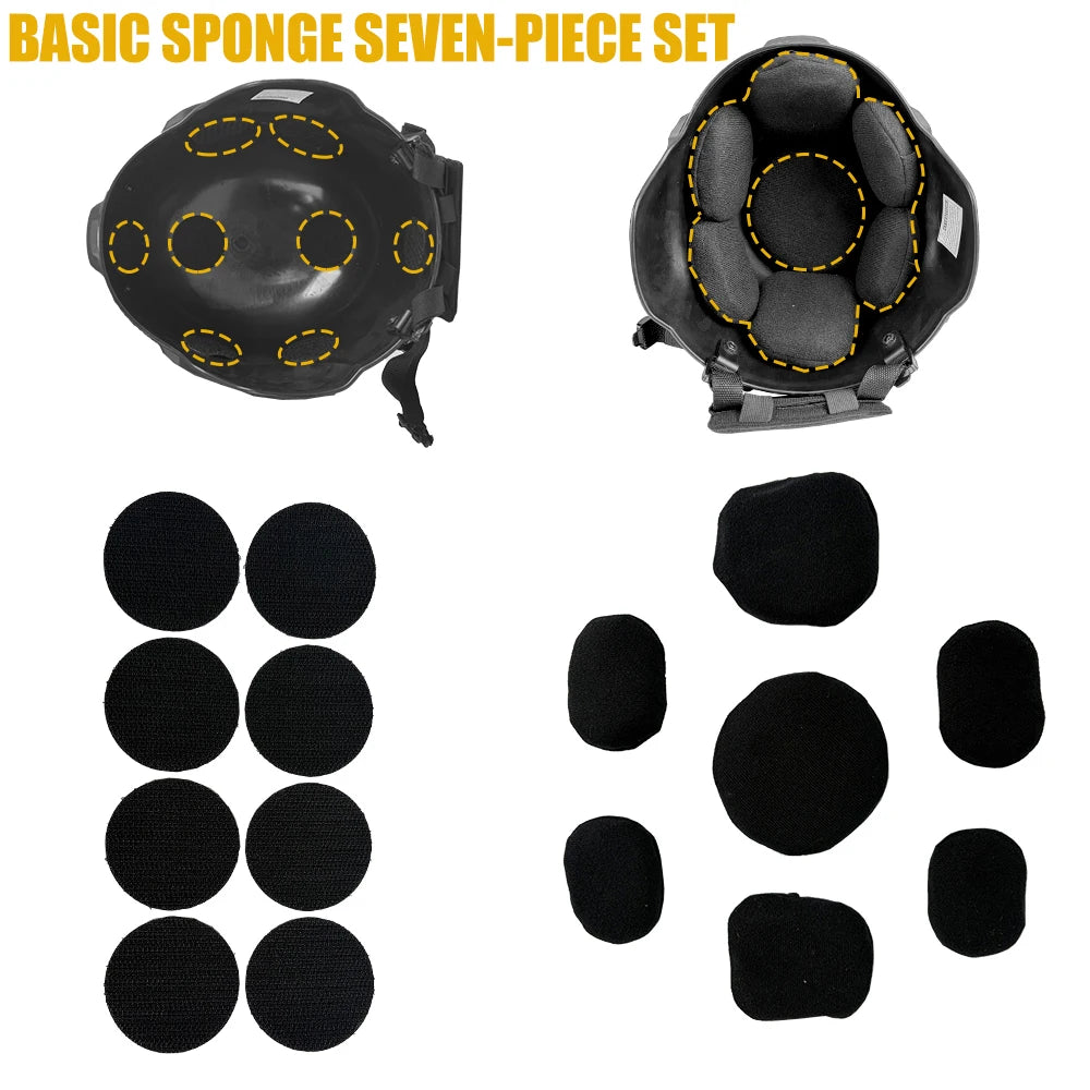 BOOIU Tactical Helmet Liner Sponge Set - 7pcs Standard / 7/9pcs Mickey Foam with 45 Hook & Loop