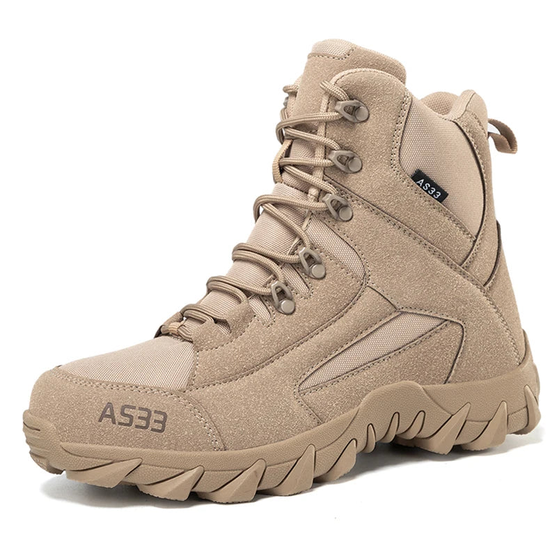 Men’s Tactical Combat Boots Desert Lace-up Outdoor Non-slip Work Shoes Military Ankle Boots Thick Sole Big Size 39-47