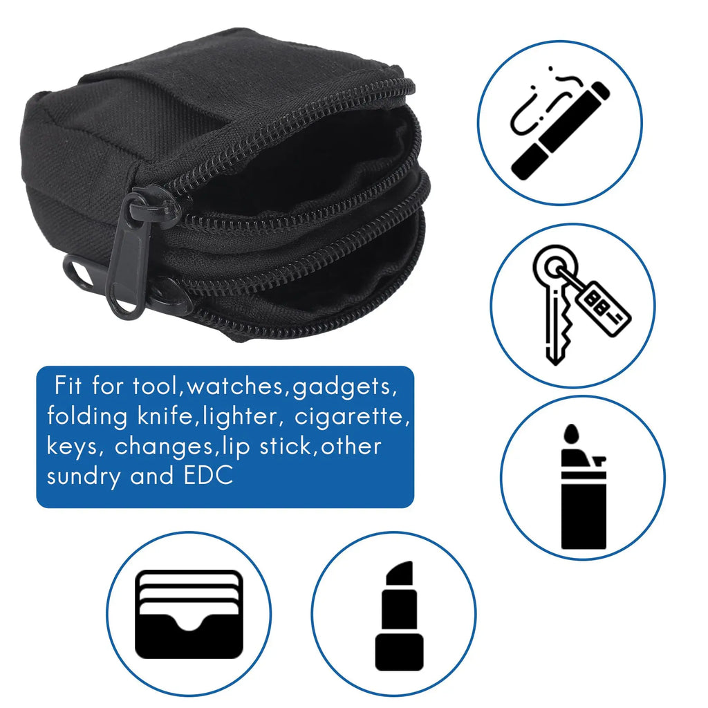 Small Outdoor Pouch,Mini Purse Organizer Army Molle Gear(Waterproof)(Dual Layer Pockets) Nylon EDC Utility Gadget Outdoor Waist