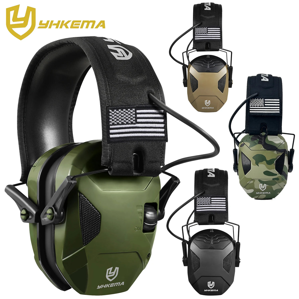 YHKEMA Electronic Shooting Earmuffs NRR 23dB Active Noise Reduction 4X Sound Amplification Hearing Protection For Hunting