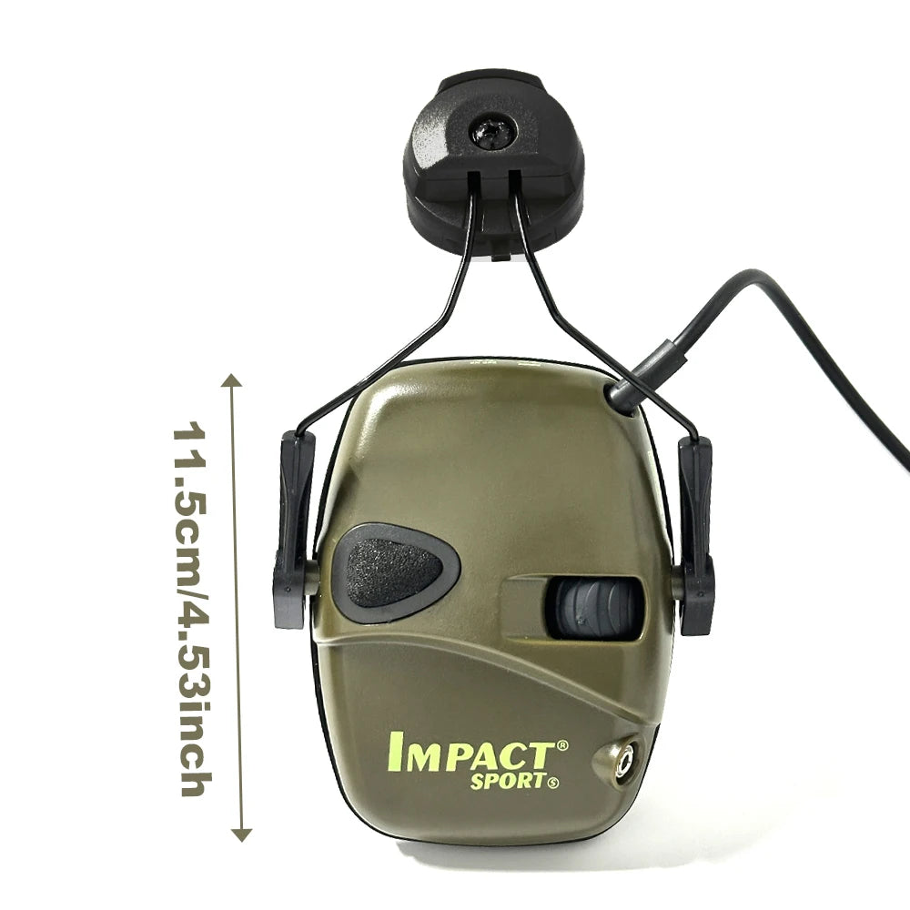 Electronic Hearing Protection Earmuff for Helmet Side Rail, Ambient Sound Amplification to 82dB , 360° Swivel Mount