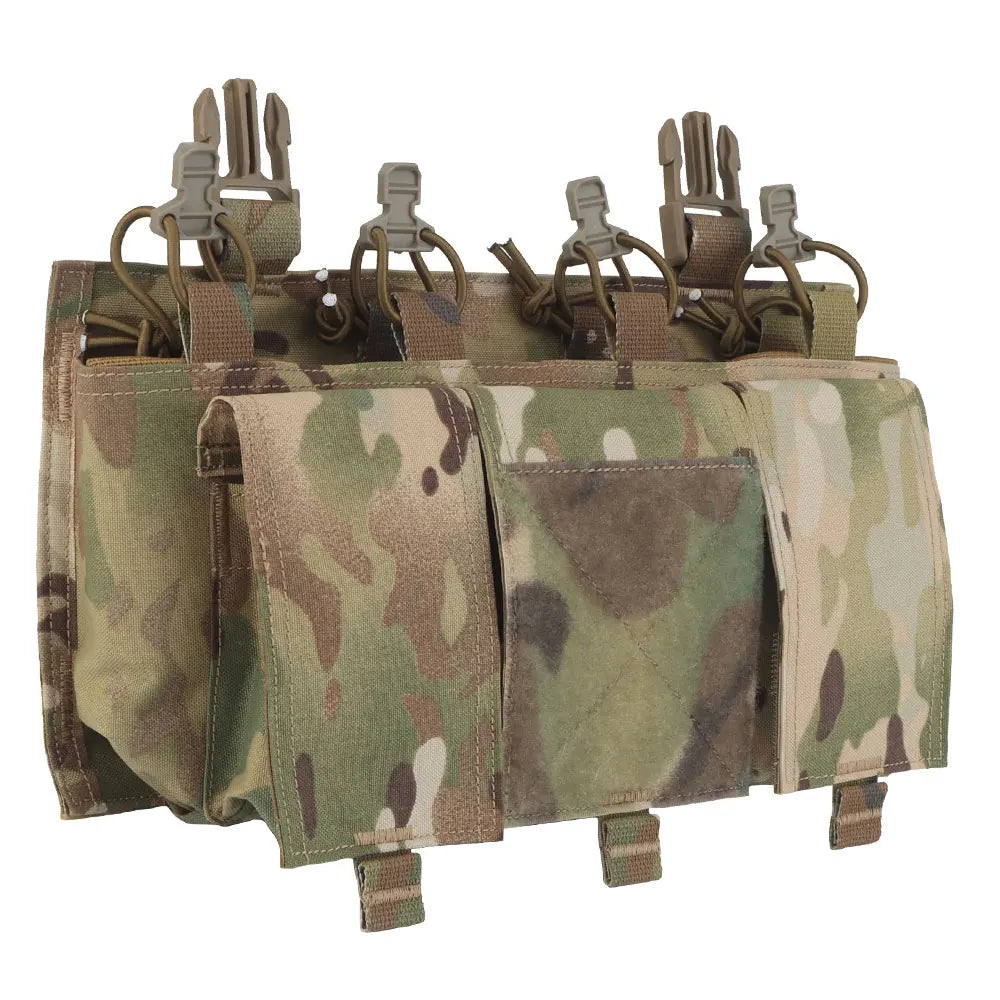 Tactical Quad 5.56 Magazine GP Pouch Placard QASM Clasp Front Panel for CPC FCSK ARC JPC Plate Carrier Airsoft Hunting Vest
