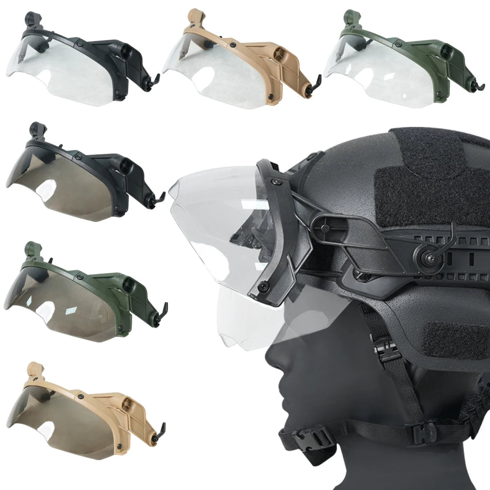 BOOIU Tactical Helmet OP Goggles with Horns Detachable FAST MICH Helmet Anti Fog and Riot OP CS Adjustable Protective Goggles