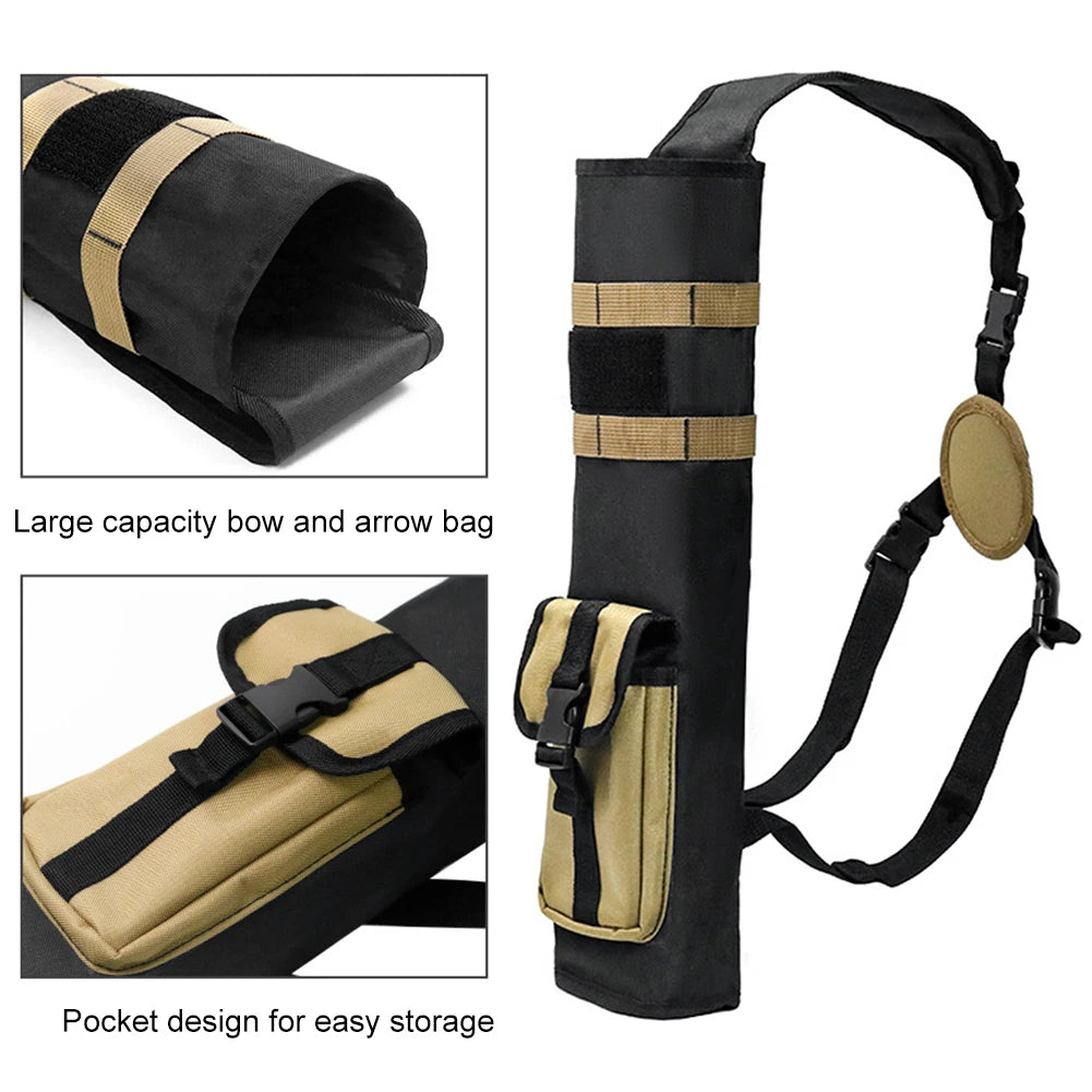 Archery Quiver with Molle System Pocket Back Arrow Quiver Dual Use Adjustable Arrow Bag for Bow Target Practicing