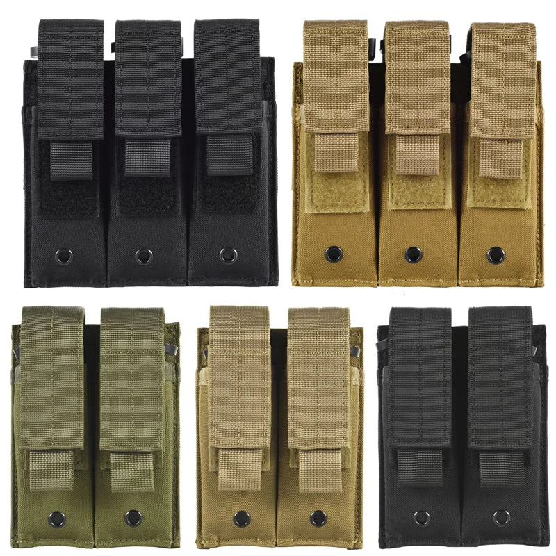 Tactical 9mm Molle Pistol Magazine Pouch Hunting Holster Molle Triple Double Single Mag Pouch for G17 P226 M9 hunting items