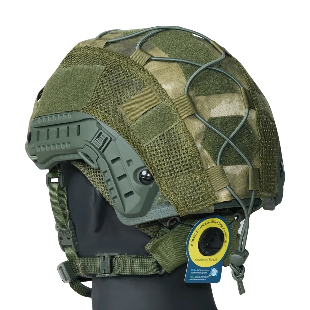 BOOIU Tactical Helmet Cover Airsoft High-cut Helmet Cover Hunting CS Camo with Elastic Cord for MH PJ BJOPS-Core Fast Helmet