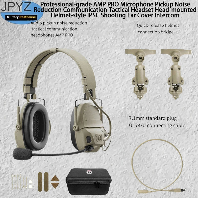 Professional-grade AMP PRO Microphone Pickup Noise Reduction Communication Tactical Headset Head-mounted Helmet-style IPSC Shoot