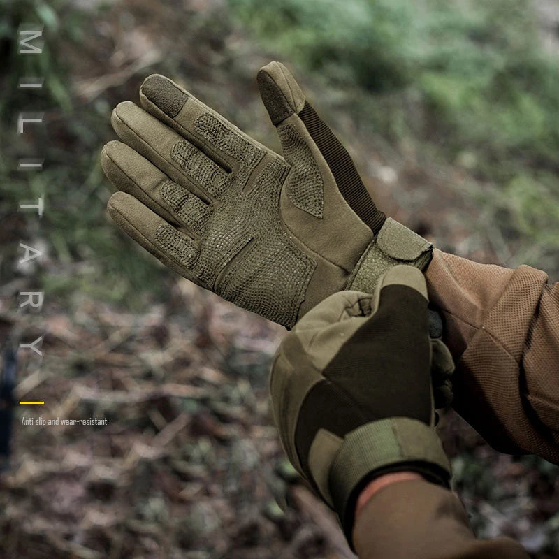 Tactical Men's Gloves Motorcycle Hiking Knuckle Protection Cut Resistant Gloves Combat Cycling Touchscreen Full Finger Gloves
