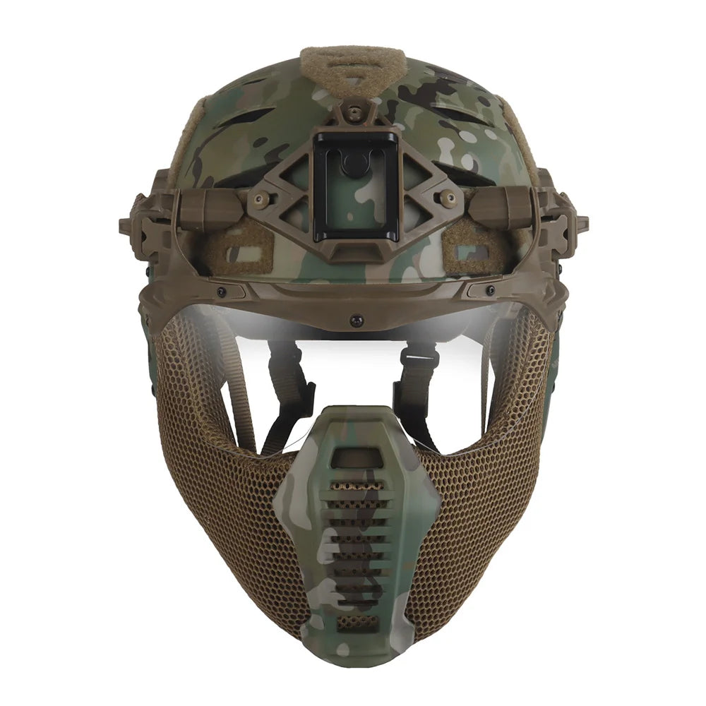 Tactical Full protective helmet with Half Face Mask Mouthguard/Flip Goggles/Ear Cover Hunting Airsoft Paintball 3.0 Wendy Helmet