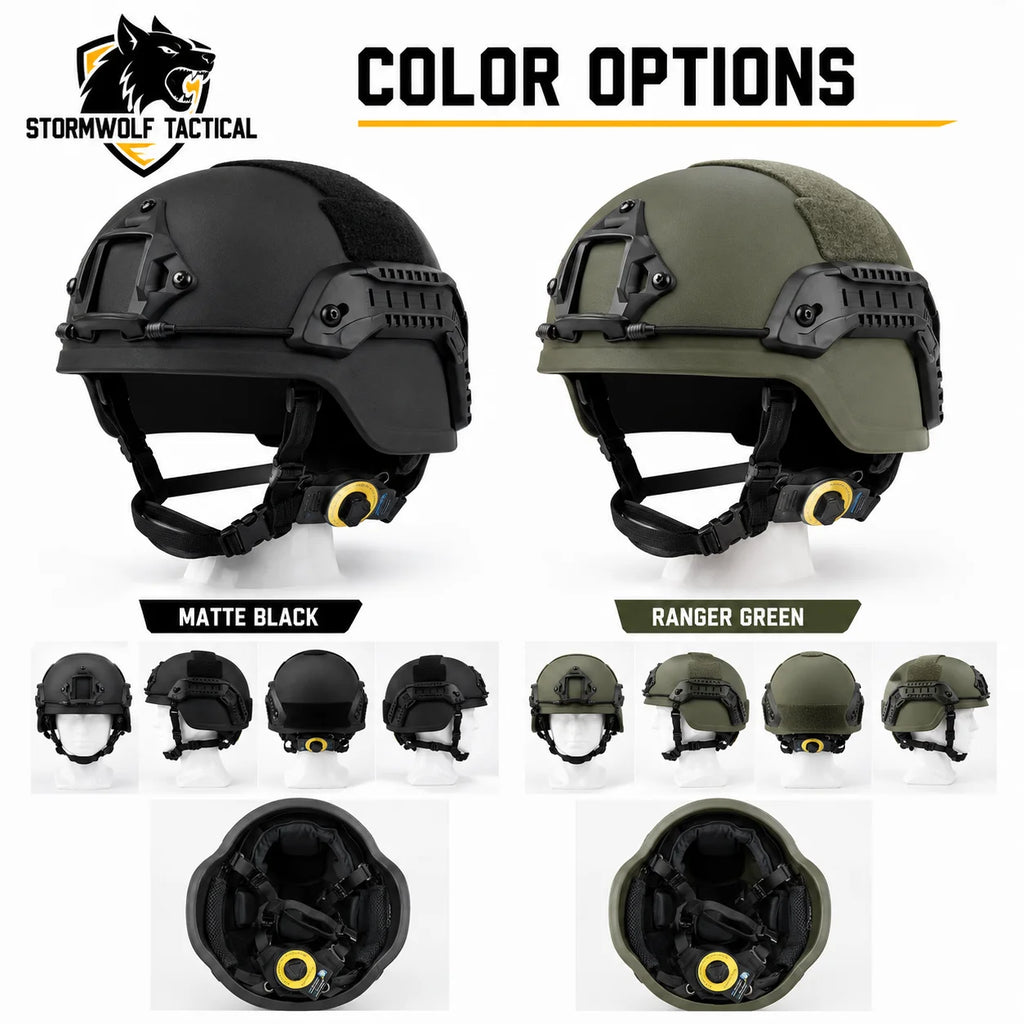 PE MICH Style Outdoor Sports Helmet Lightweight Headgear with Adjustable Suspension Liner Side Rail for Training