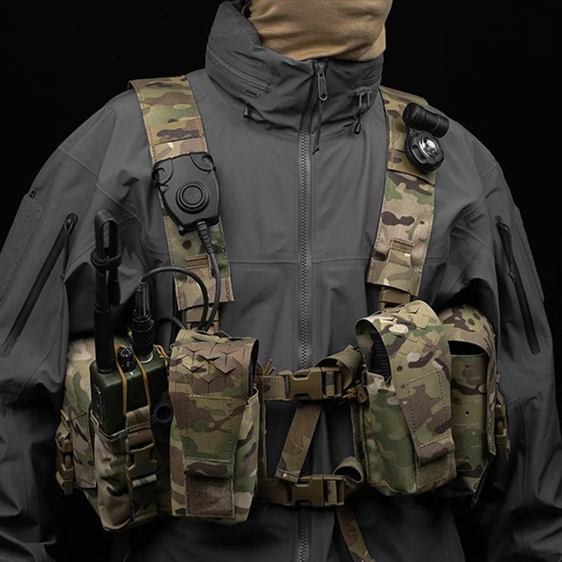 Alpha 34 Split Front Chest Rig Modular Quick Release System Laser Cut Mount Panels for Hunting Simulation Gear Storage