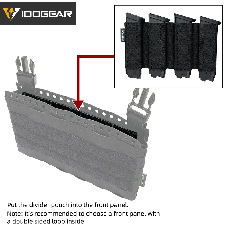IDOGEAR Quad MP5 / MP7 Magazine Insert Holder with Hook Fasteners for MK3 and MK4 Chest Rig 35140