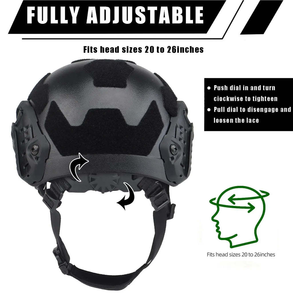 Tactical Airsoft Fast Helmet Set with Communication Headset NVG Dummy Model Goggles Signal Light for CS Cosplay Paintball Gear