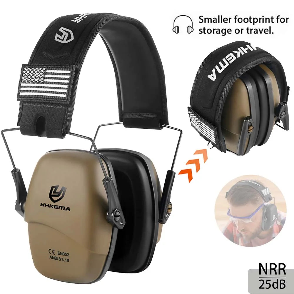 YHKEMA Anti-Noise Shooting Earmuff Tactical Headset Hunting Folding Ear Defenders Ear Protector Hearing Protection Soundproof