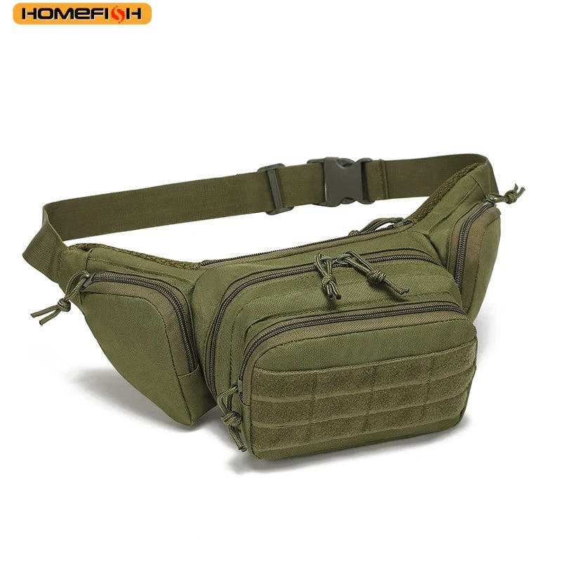 HOMEFISH Nylon Tactical Chest Sling Bag for Men, Outdoor Sports Cycling Fanny Pack, Multi-purpose Waist Hip Bag for Camping