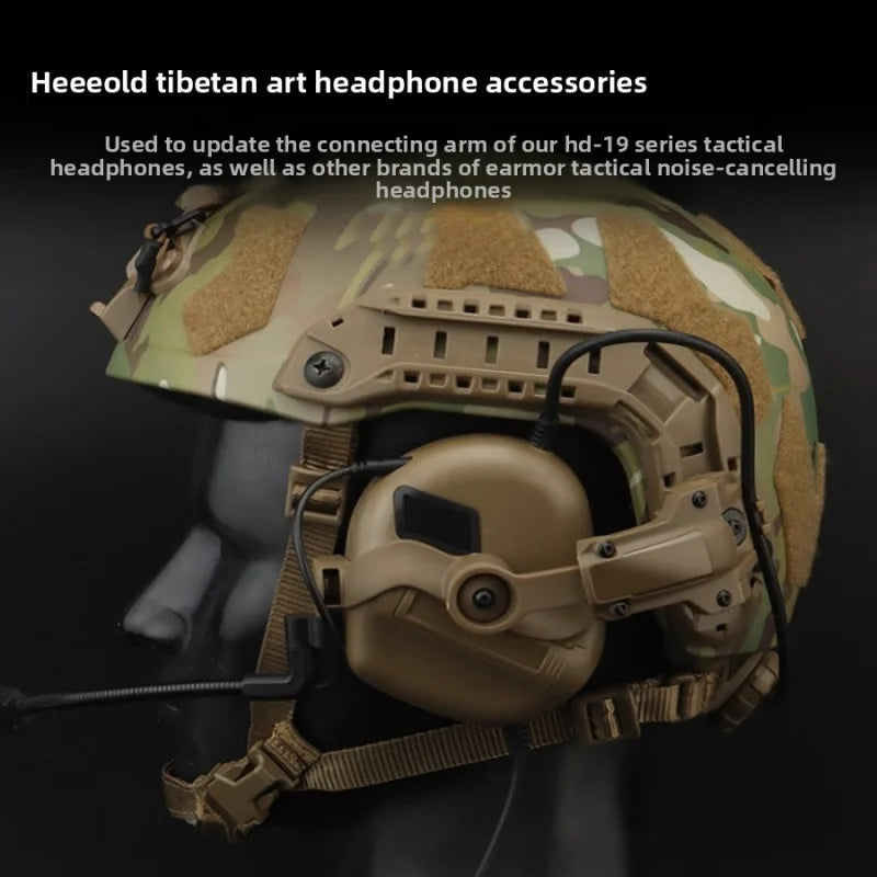 Sound Pickup Tactical Headset Helmet Rail Mounting Arm Set Accessories, Rotatable and Foldable Headset Storage