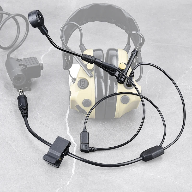 Tactical C3 Headset Wiress Version Microphone Cable Tactical Communication Hunting Shooting Earphones PTT Push to Talk Accessory