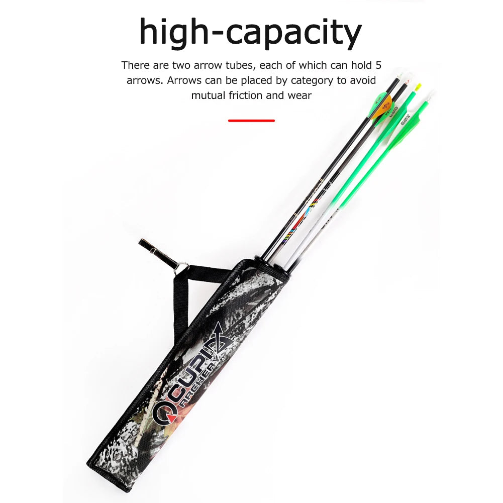 Double Tube Arrow Quiver Bags Portable Waist Hanging Archery Arrows Holder Pouch