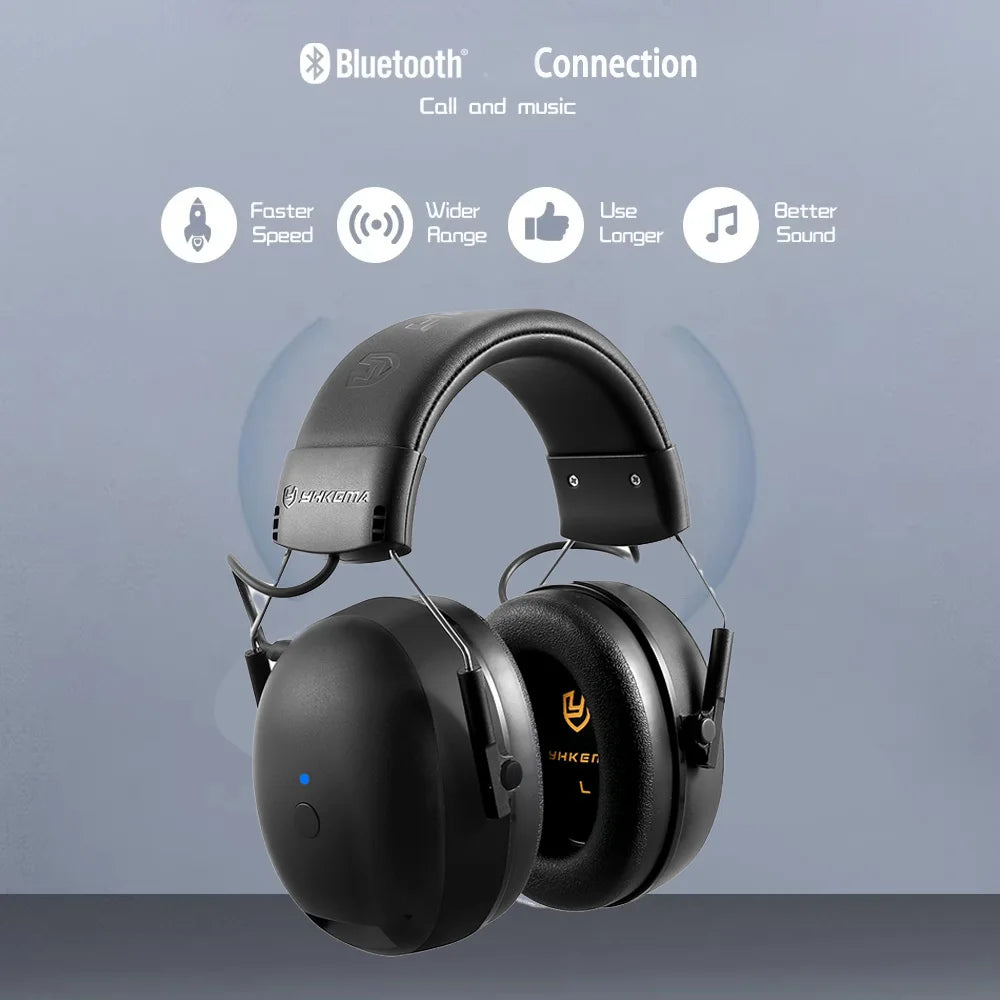 YHKEMA EB20 Bluetooth Hearing Protection Headset Comfortable Earmuffs AUX Mode Noise Reduction Headphones