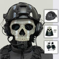 Tactical Airsoft Helmet Set with COD Ghost Skull Mask Communication Headset Foureye NVG Model Signal Light for CS Paintball Game