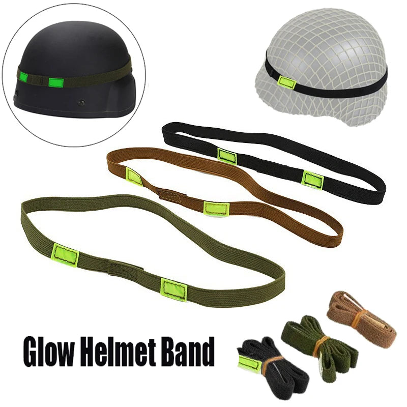 Outdoor Helmet Cat Eye Identifier ,Glow-in-the-Dark Helmet Band Elastic Reflective Strip for MICH/ACH/M88 Night Ops Accessory