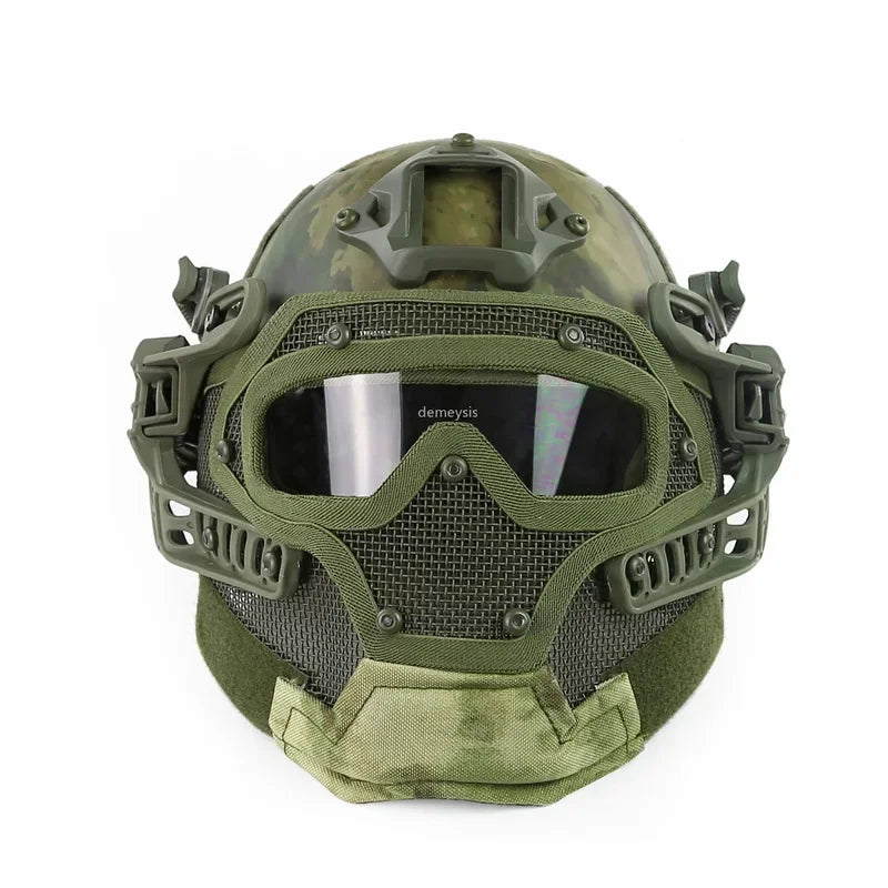 Full Covered Tactical Helmet HD Lens Airsoft Paintball Sports Protective Helmets  Combat CS Shooting Safety Helmet