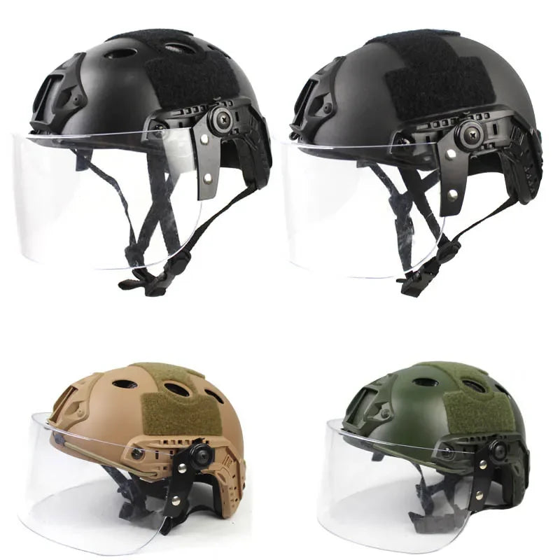 Tactical Helmet with Adjustable Padding and Chin Strap for Military Police Airsoft Compatible with FAST PJ MH CS Helmets