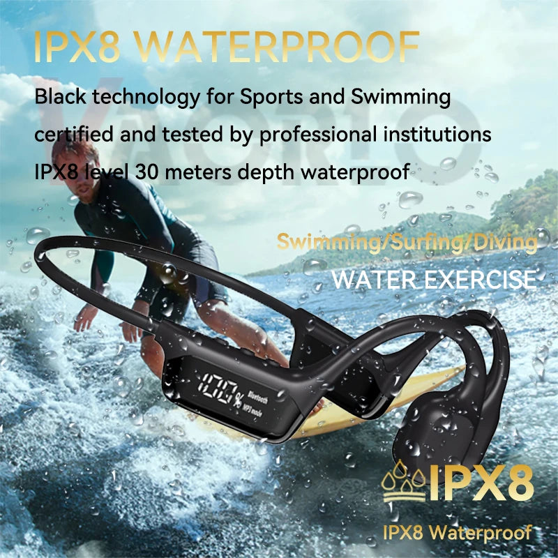 True Bone Conduction Headphones IPX8 Waterproof HD Call Bluetooth Wireless Headset For Outdoor Shooting Hunting Noise Cancelling