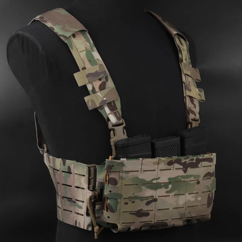 ARC Chest Rig V3 Triple 5.56 Mag Pouch Bilateral Quick Slide MOLLE Panel Airsoft Chest Rig Shoulder Strap Hunting Vest