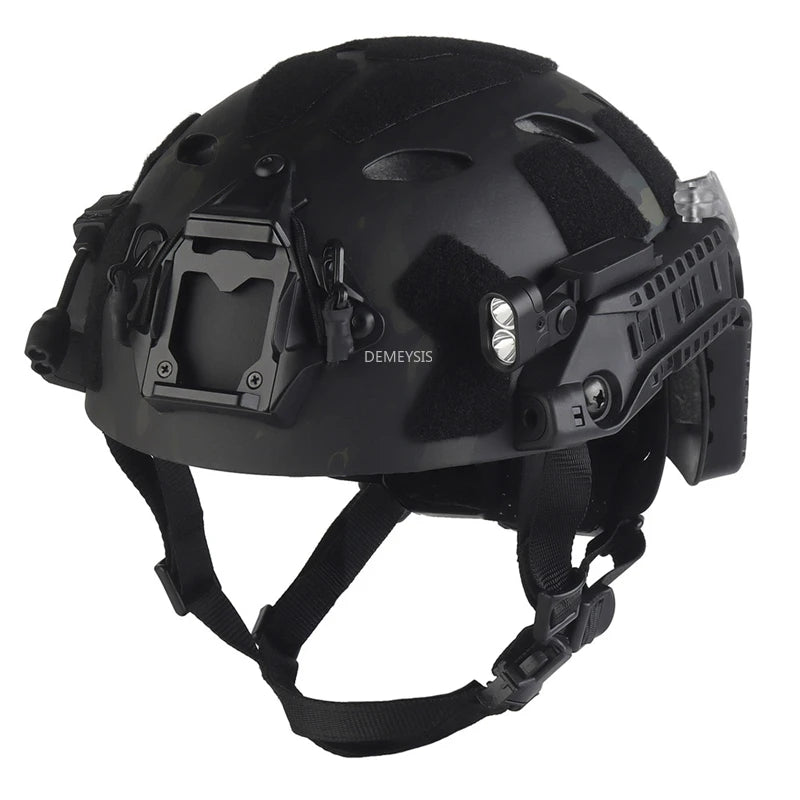 Tactical Helmet Modular Integrated ARC Rail Battery Box with Signal Light Outdoor Hunting Combat Shooting Airsoft Helmet Set