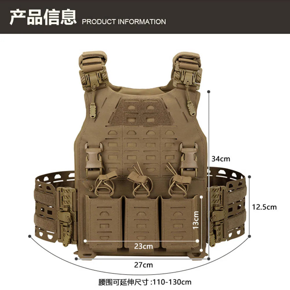 Men's Quick-Release Tactical Vest Lightweight Modular 3D Breathable Outdoor Training Vest for Shooting Hunting Hiking Camping