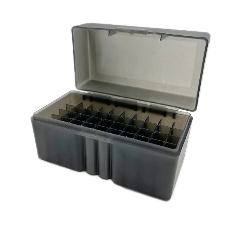 50 Rounds Flip-Top Rifle Ammo Box Tactical Rifle Cartridge Storage Case Ammo Can for 5.56x45/.17/.222/.223/204 Rug Caliber