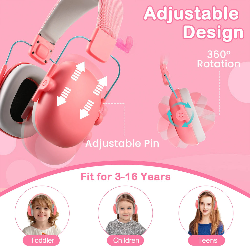YHKEMA Noise Cancelling Headphones Kids Ear Protection Earmuffs Noise Reduction 27db Adjustable Toddlers