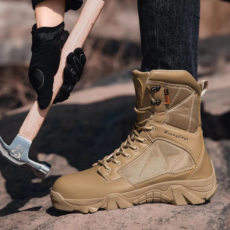 High-Top Anti-Smashing Work Boots Outdoor Waterproof Safety Shoes Steel Toe Non Slip Men's Boots Fashion Protective Men Shoes