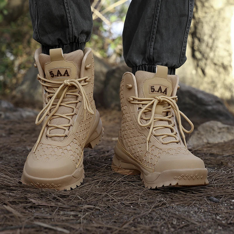 Men Hiking Shoes Waterproof Tactical Boots Leather Desert Combat Training Boots Outdoor Non-slip Male Trekking Hunting Shoes