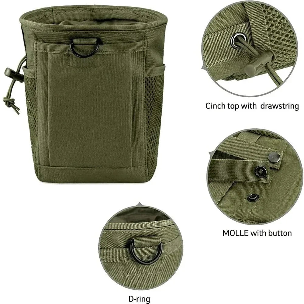 OPHIDIANTAC Molle Dump Pouch,Hunting Magazine Recovery Pouch Drastring Ammo Bag Belt Waist Fanny Pack Adjustable Holster Bag