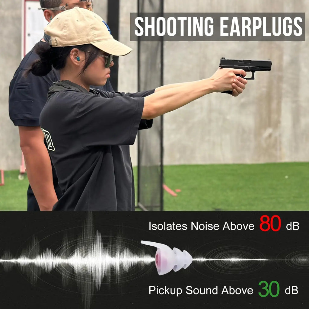 Shooting Earplugs for Pickup Sound,30dB NRR Hearing Protection-Silicone&Reusable Ear Plugs for Outdoor Shooting Range&Hunting