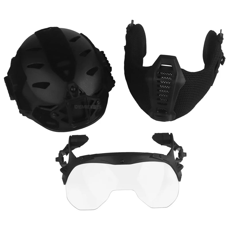 Tactical Helmet Set with Goggles Mouth Ear Guard Wendy3.0 Style Hunting Airsoft Training Game Paintball Shooting Helmet Set