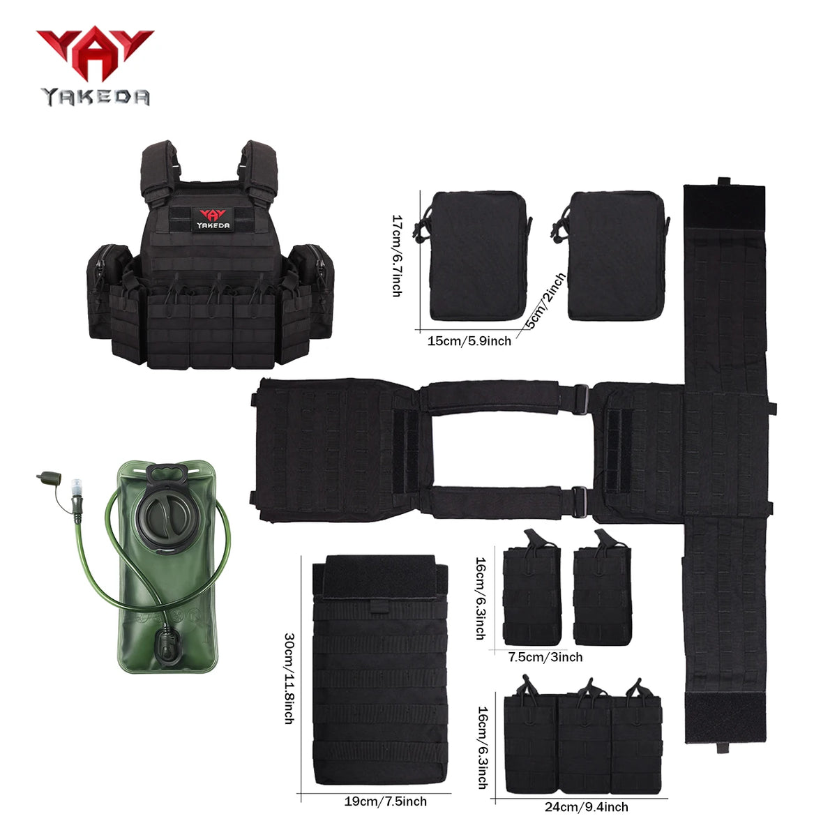 YAKEDAMOLLE Modular Hunting Tank Top, Comes with 2L Soft Water Bag, Adjustable Shoulder Strap with Multiple Device Bags