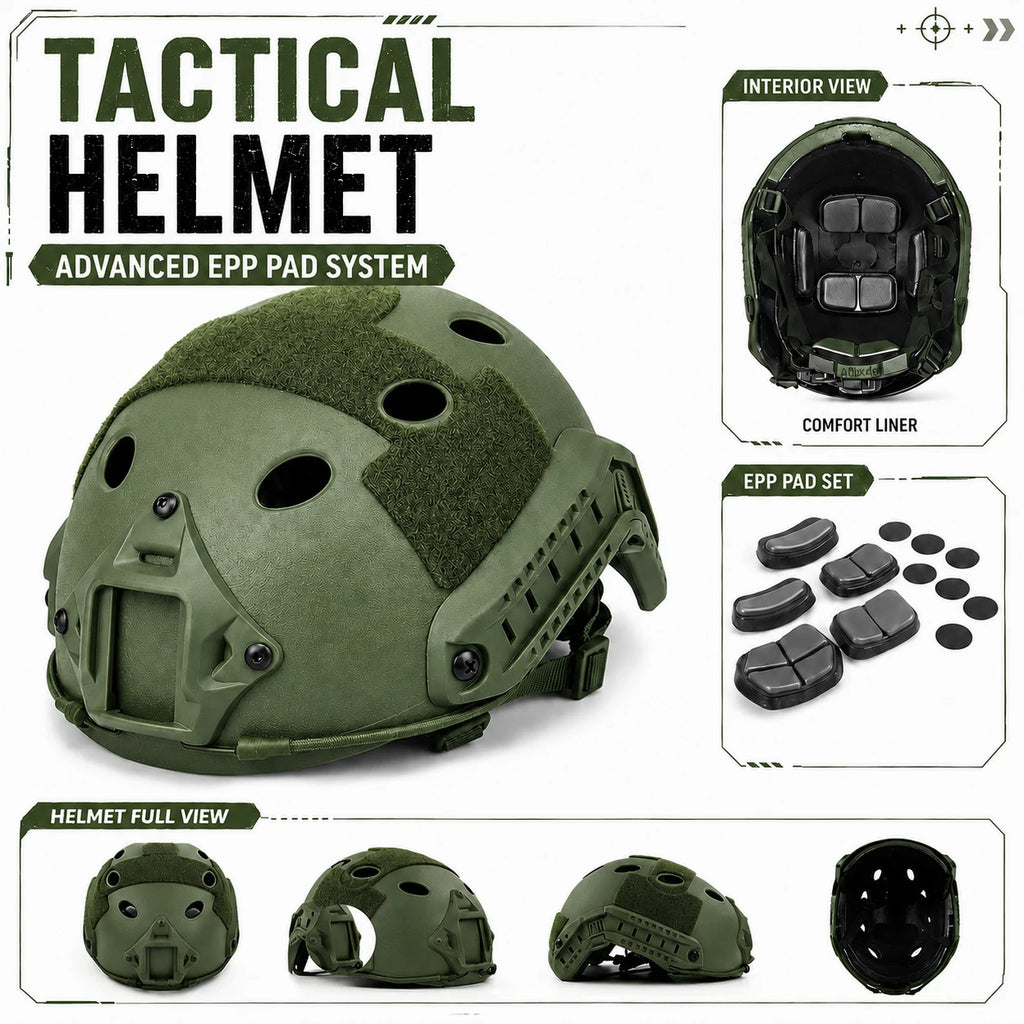 Tactical Fast Helmet Set with NVG Model Goggles Headset Cover Complete Combat Gear for Airsoft Paintball Hunting Cosplay