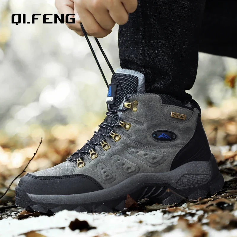 Winter Plush Warm Men's Boots Comfortable Non-slip Hiking Walking Boots Men's Outdoor Hunting Tactical Sports Men's Snow Boots